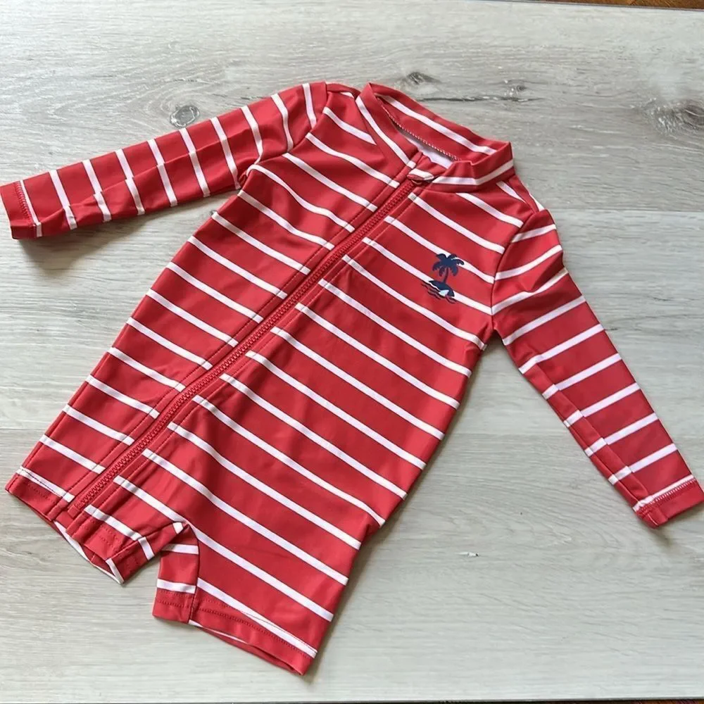Carter's Boys' 2-Pack 1-Piece Zip Rashguards Blue/Red NWT in‎ packaging